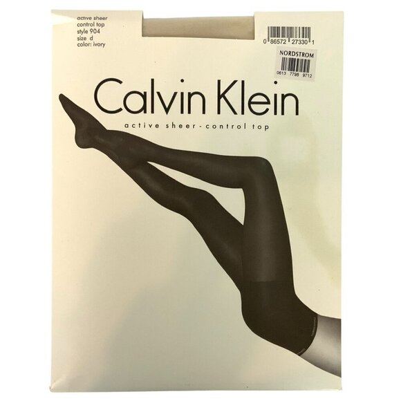 Calvin Klein Active Sheer Control Top Pantyhose Size C Large Ivory Style Q04 - Picture 1 of 3